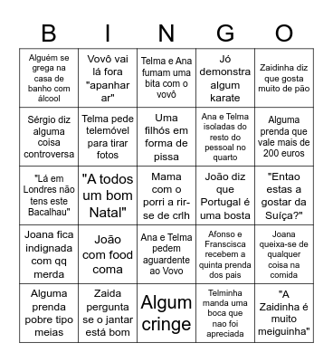 Natal 2022 Bingo Card