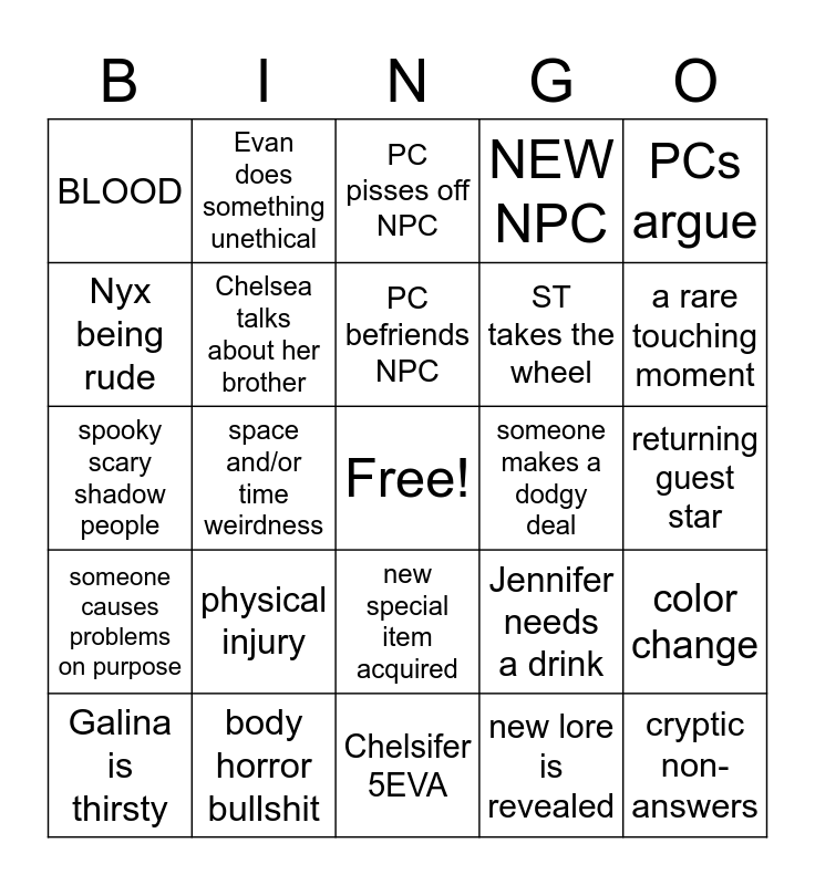 IC - Shadows of the Raven Bingo Card