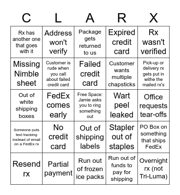 Shipping Tech Bingo Card