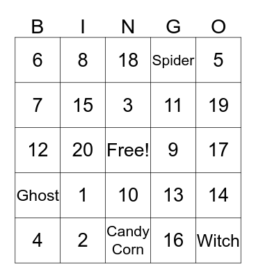 Halloween Bingo! Bingo Card