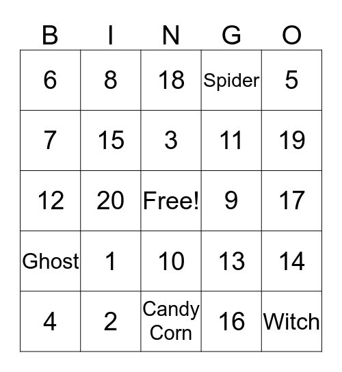 Halloween Bingo! Bingo Card
