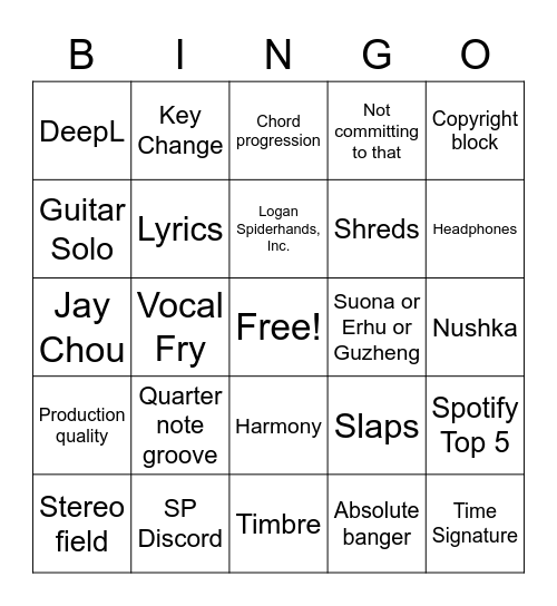 SP LIVESTREAMS BINGO Card