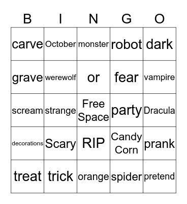 Halloween Bingo Card