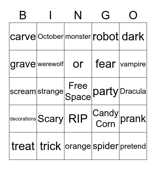 Halloween Bingo Card