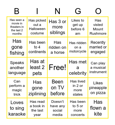 Virtual Icebreaker Bingo Card