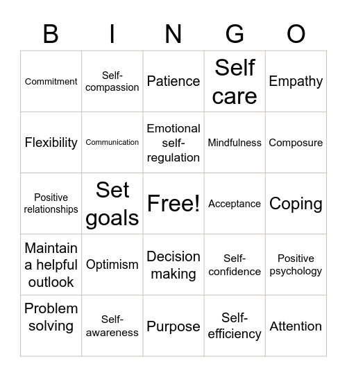 Rising Skills Bingo Card