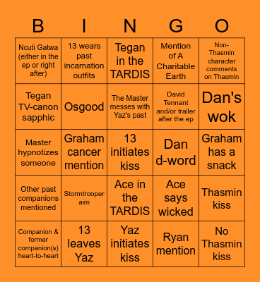 The Power Of The Doctor Bingo Card