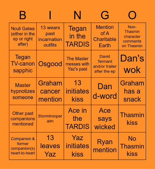 The Power Of The Doctor Bingo Card
