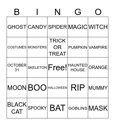 HALLOWEEN Bingo Card