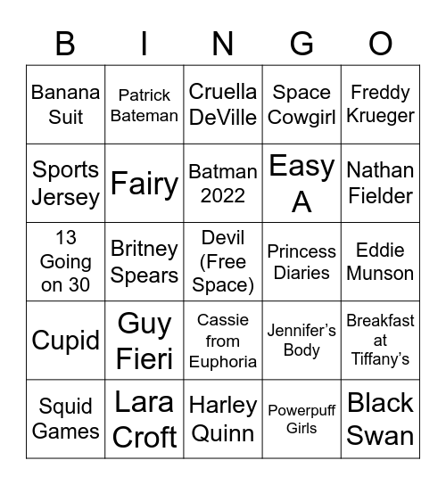 Halloween 2022 Bingo Card