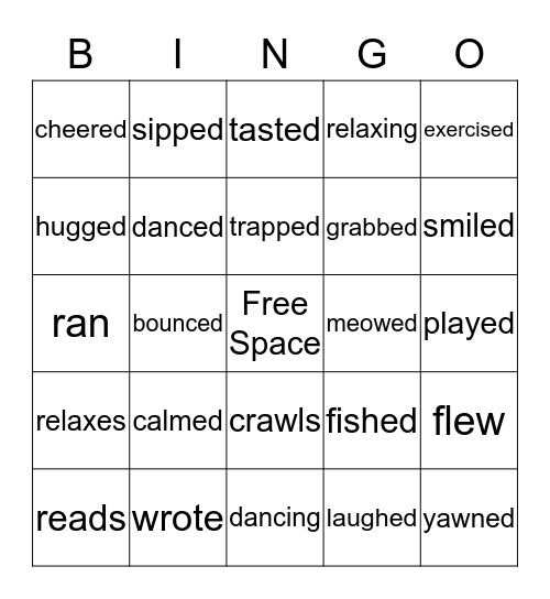 Verbs 1 Powerpoint Bingo Card