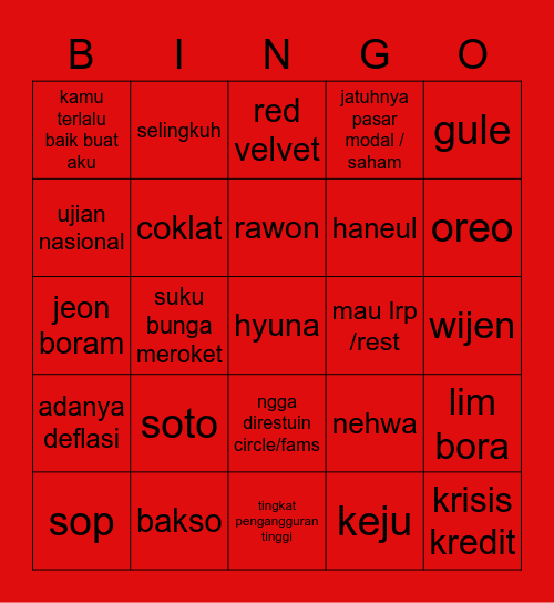 JUN'S Bingo Card