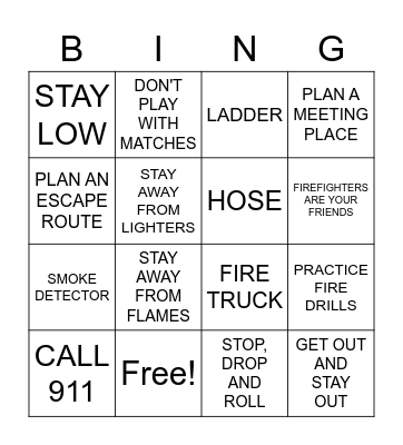 Fire Safety Bingo Card