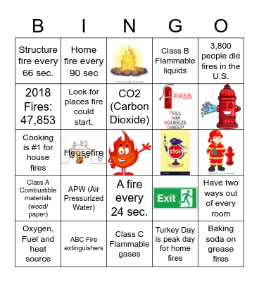 Fire Prevention Bingo Card