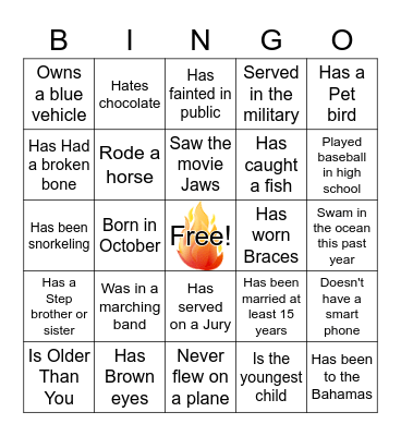 Souls on Fire Bingo Card