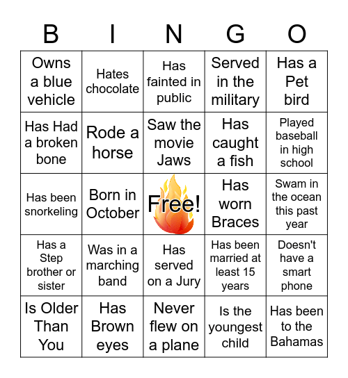 Souls on Fire Bingo Card