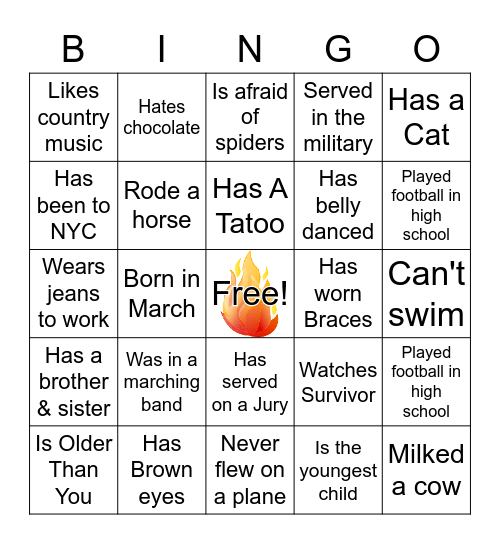 Souls on Fire Bingo Card