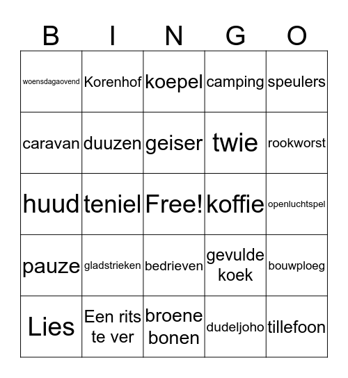 EEN-RITS-TE-VER-BINGO Card
