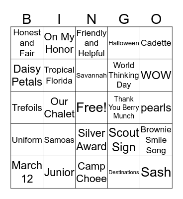 DAISY Bingo Card