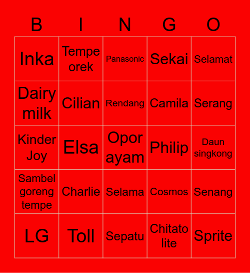 Joy's Bingo Card