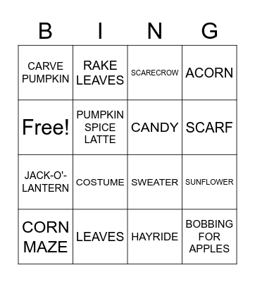FALL FUN BINGO Card