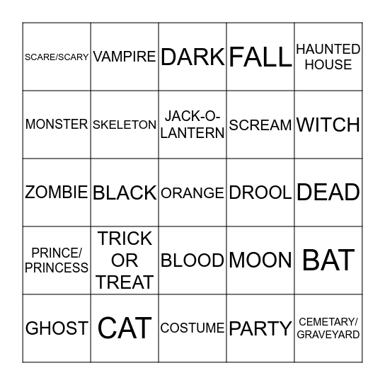 SIGN LANGUAGE LOTTO - HALLOWEEN Bingo Card