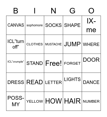 SIGN NATURALLY UNIT 1 Bingo Card