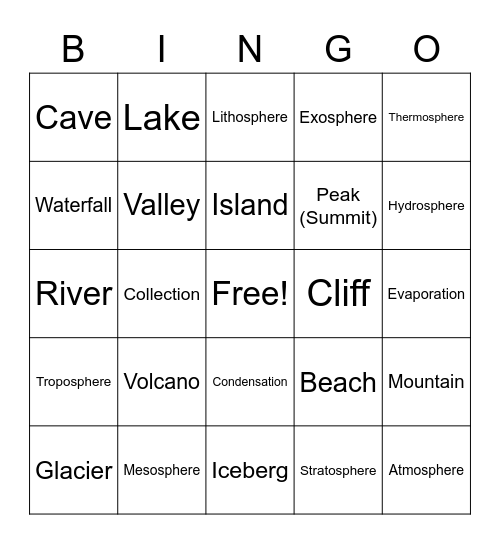 Unit 2 - Term Review Bingo Card