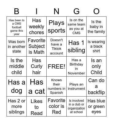 Ice-Breaker Bingo Card