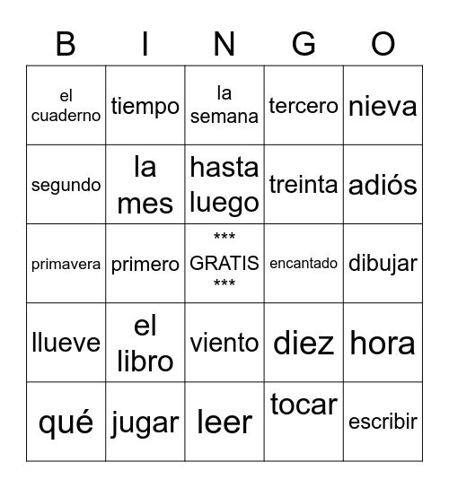 Repaso de Para Empezar y C1A Bingo Card