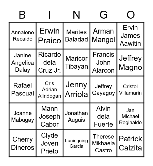 8:30 HUMAN BINGO Card