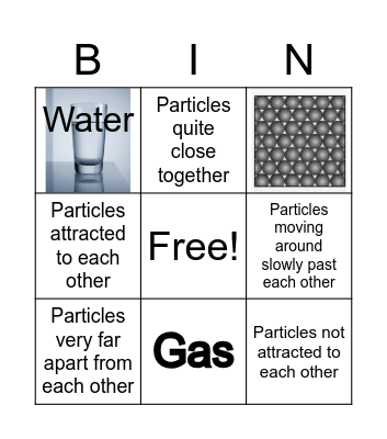 States of Matter Bingo Card