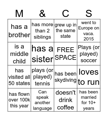 Someone Who... Bingo Card