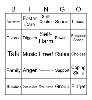 Group Therapy Bingo Card