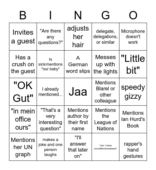 Gisela Bingo Card