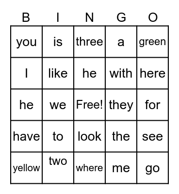 Candy Corn Word Wall Words Bingo Card