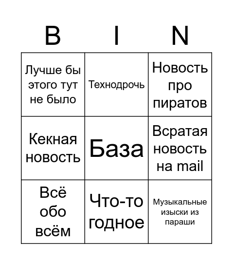 Новости От фокстрота Bingo Card