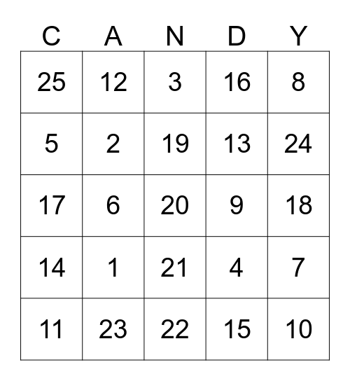 Halloween Party Bingo Card