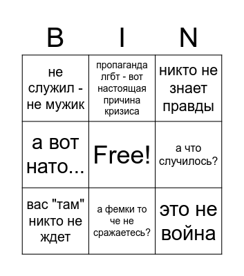 Bingo-кринж 2022 Bingo Card