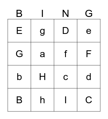 Letter Bingo Card