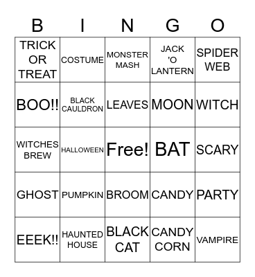 Halloween Bingo Card