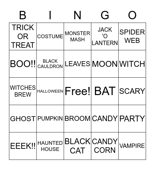 Halloween Bingo Card