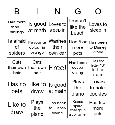 Find Someone Who: Bingo Card
