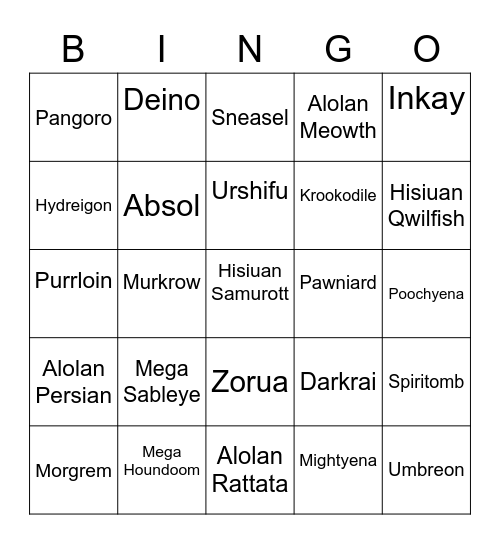 Skull round 1 [Dark Types] Bingo Card