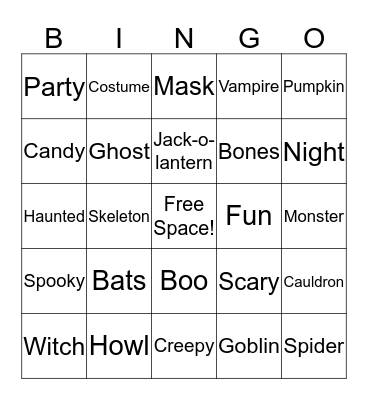 Halloween Bingo! Bingo Card