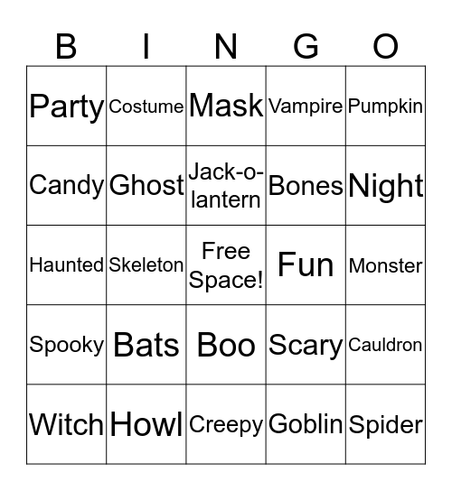 Halloween Bingo! Bingo Card
