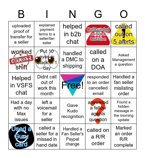 BT Agent Bingo Card