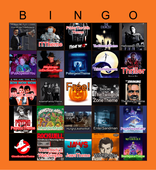 Halloween Music Bingo Card