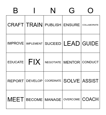 CV VOCABULARY Bingo Card