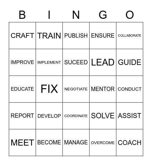 CV VOCABULARY Bingo Card